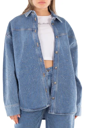 ROTATE Rhinestone Denim Shirt, Brand Size 38 (US Size 4)