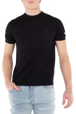 AMIRI Mens Black MA Wool Silk Logo Tee, Size X-Small