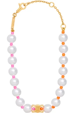 Céline Plage Pearl Bracelet In Brass With Gold Finish And Resin Pearls