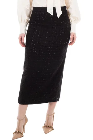 ROTATE Ladies Black Boucle Maxi Skirt, Brand Size 38 (US Size 4)