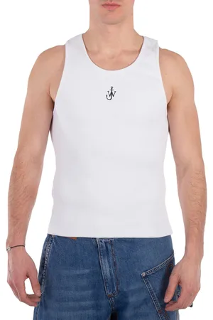 J.W.Anderson Anchor Embroidery Ribbed Tank Top, Size Medium
