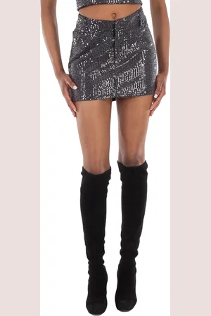 ROTATE Ladies Black Sequin Twill Mini Skirt, Brand Size 38 (US Size 4)