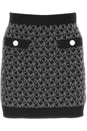 Michael Kors Monogram Jacquard Knitted Skirt, Size Small