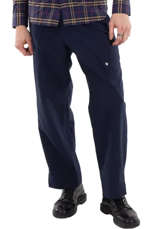 OAMC Mens Navy Combine Straight-Leg Cropped Trousers, Waist Size 30