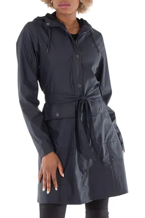 Rains Waterproof Curve W Jacket - Navy, Size Medium
