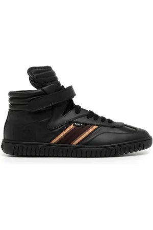 Bally Black Parrel-Midribbon Calf Plain High-Top Sneakers, Brand Size 41 ( US Size 8 )