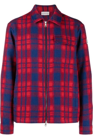 Moncler Plaid Wool Button Down Shirt, Size Small
