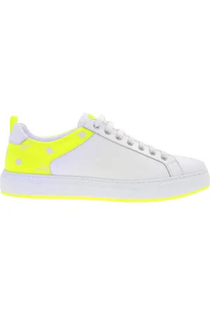 MCM Neon Combi Leather Low-Top Sneakers, Brand Size 43 ( US Size 10 )