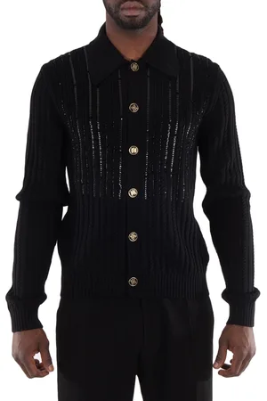 AMIRI Mens Black Long Sleeve Polo Shirt, Size Medium