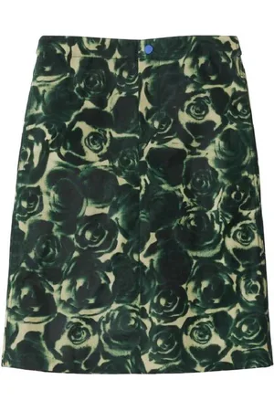 Burberry Floral Print Waxed Cotton Skirt, Brand Size 6 ( US Size 4 )