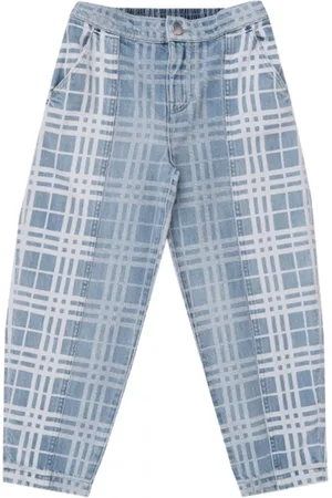 Burberry Kids Check-Pattern Tapered-Leg Jeans, Size 8Y