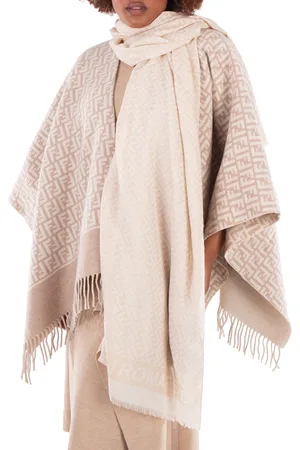 Fendi Jacquard FF Logo Fringed Scarf
