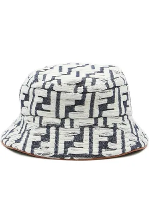 Fendi FF Jacquard Denim Bucket Hat, Size Medium