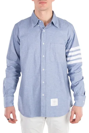 Thom Browne 4 Bar Button Down Flannel Shirt, Brand Size 4 (X-Large)