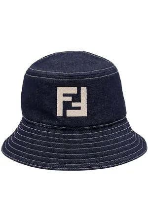 Fendi Embroidered Logo Denim Bucket Hat, Size Small