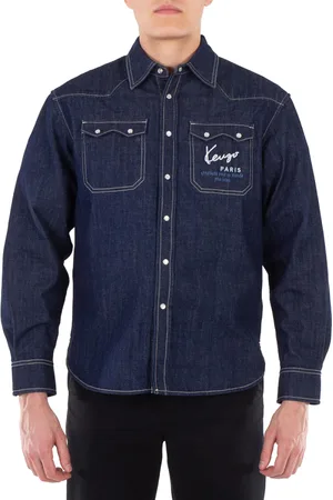 Kenzo Embroidered Logo Denim Shirt, Size Medium