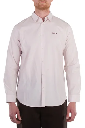 OAMC Mens Fog Grey New Universe Long-Sleeve Lumen Shirt, Size Small