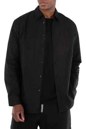 OAMC Mens Black Embroidered-Logo Long-Sleeve Shirt, Size Small