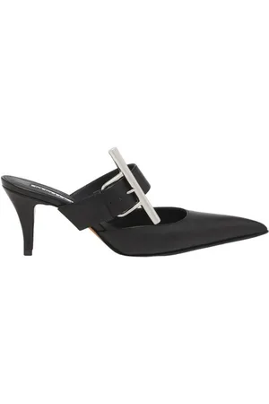 Alexander McQueen Ladies Black Birdee Leather Mules, Brand Size 36 ( US Size 6 )