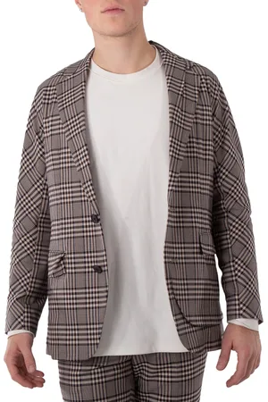 Kolor Mens Beige Gun Club Plaid Single Breasted Blazer, Brand Size 1 (Small)
