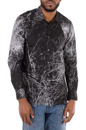Alexander McQueen Mens Black Smashed Screen Print Shirt, Neck Size 15.5