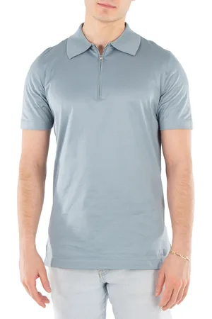 Dunhill Rib Collar Cotton Polo Shirt, Size Medium
