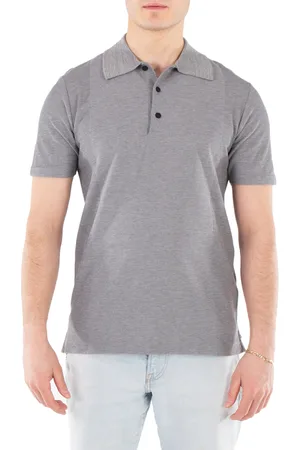 Dunhill Knitted Collar Short Sleeve Polo Shirt, Size Small