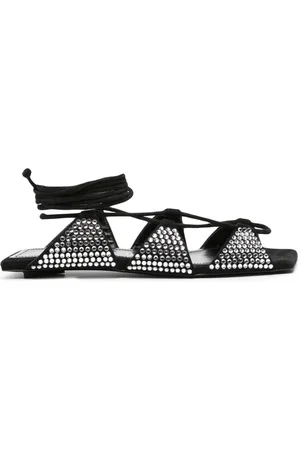 The Attico Tatc Crystal-Embellished Renee Flat Sandal, Brand Size 37 ( US Size 7 )