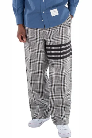 Thom Browne Mens 4-Bar Stripe Checked Trousers, Brand Size 3 (Large)