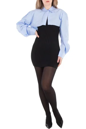 Alexander Wang Long Sleeve Ribbed Shirt Dress, Size Large