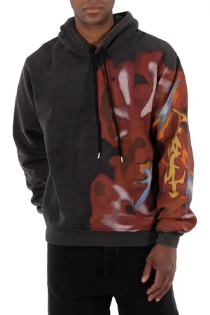 AMBUSH Mens Black Graphic-Print Cotton Hoodie, Size Medium