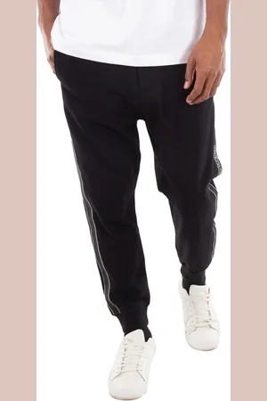 Alexander McQueen Mens Black/Black Side Band Joggers Pants, Size Large