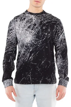 Alexander McQueen Mens Black Smashed Glass Long-Sleeved T-Shirt, Size Large