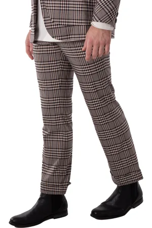 Kolor Mens Beige Gun Club Plaid Straight-Leg Trousers, Brand Size 1 (Small)