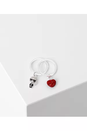 Karl Lagerfeld Women Rings - K/ikonik Pave Heart Ring Set, Woman, , Size: XS