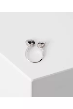 Karl Lagerfeld Women Rings - K/ikonik Pave Karl And Choupette Ring, Woman, , Size: XS