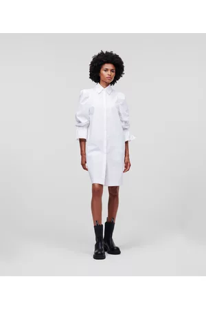 Karl Lagerfeld Women Puff Sleeve & Puff Shoulder Dresses - Puff-sleeve Poplin Dress Handpicked By Hun Kim, Woman, , Size: 38