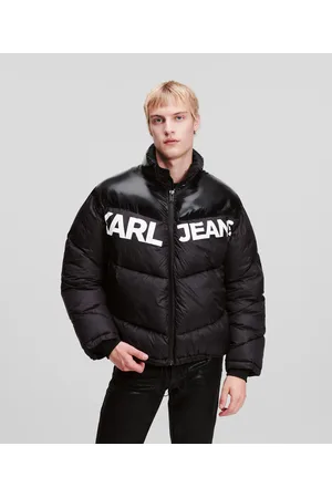 Karl Lagerfeld, KL Monogram Diamond Denim Jacket, Man, Black Denim, Size: Xs