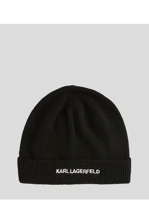 Karl Lagerfeld, Klj Monogram Beanie, Man, Black White All Over Print, Size: One Size