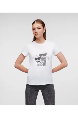 Karl Lagerfeld Ikon Rhinestone Karl & Choupette T-shirt, Woman, , Size: XS