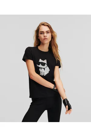 Karl Lagerfeld Ikon Choupette Rhinestone T-shirt, Woman, , Size: XS