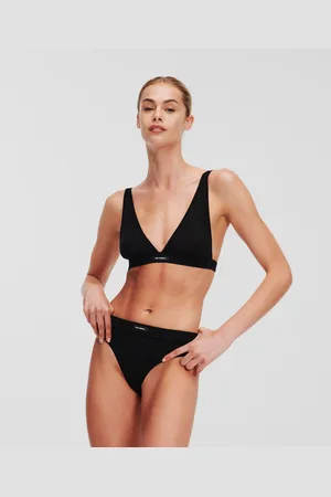Karl Lagerfeld Essential Logo Plunge Bralette, Woman, , Size: XL
