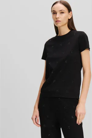 Karl Lagerfeld Kl Monogram Rhinestone T-shirt, Woman, , Size: XS