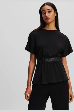 Karl Lagerfeld Glitter Karl Logo Tape T-shirt, Woman, , Size: XS