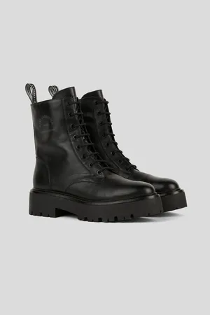 Karl Lagerfeld Burly Biker Lace-up Boots, Woman, , Size: 35