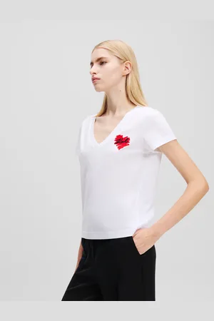 Karl Lagerfeld K/heart V-neck T-shirt, Woman, , Size: XS