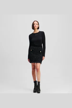 Karl Lagerfeld Karl Essential Bouclé Knit Skirt, Woman, , Size: XS