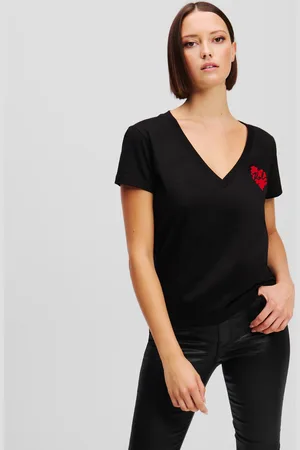 Karl Lagerfeld K/heart V-neck T-shirt, Woman, , Size: XS