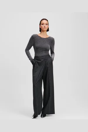 Karl Lagerfeld Metallic Pinstripe Wrap Pants, Woman, , Size: 38