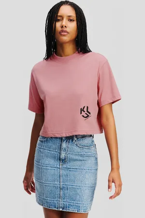 Karl Lagerfeld Klj Monogram Cropped T-shirt, Woman, , Size: XS